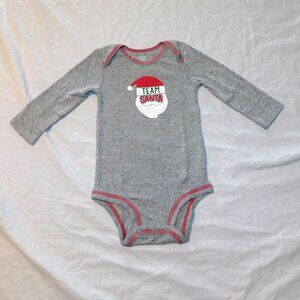 Baby First Christmas 9 Months One Piece Team Santa Unisex Xmas Long Sleeve NEW